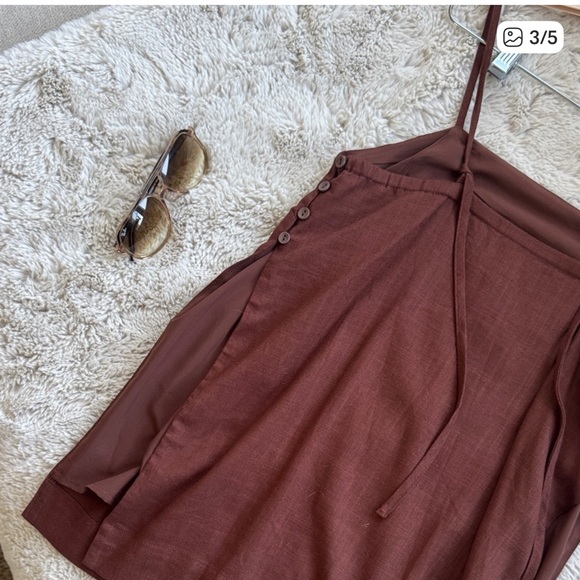 House of Harlow 1960 Rust Brown Linen Two-Piece Set - Picture 3 of 4